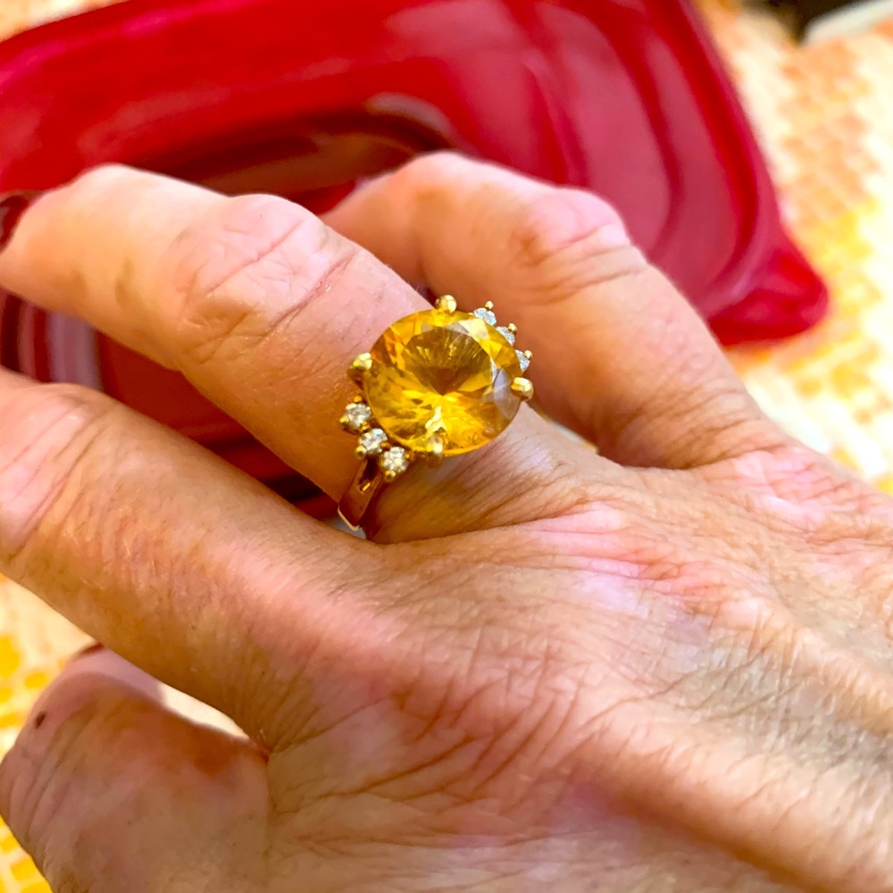 Smoky Topaz 4 Carat and Diamond Ring